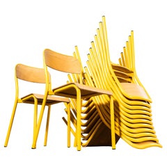 Retro 1970's French Mullca Stacking D Back Dining Chair - Yellow - Good Quantities Ava