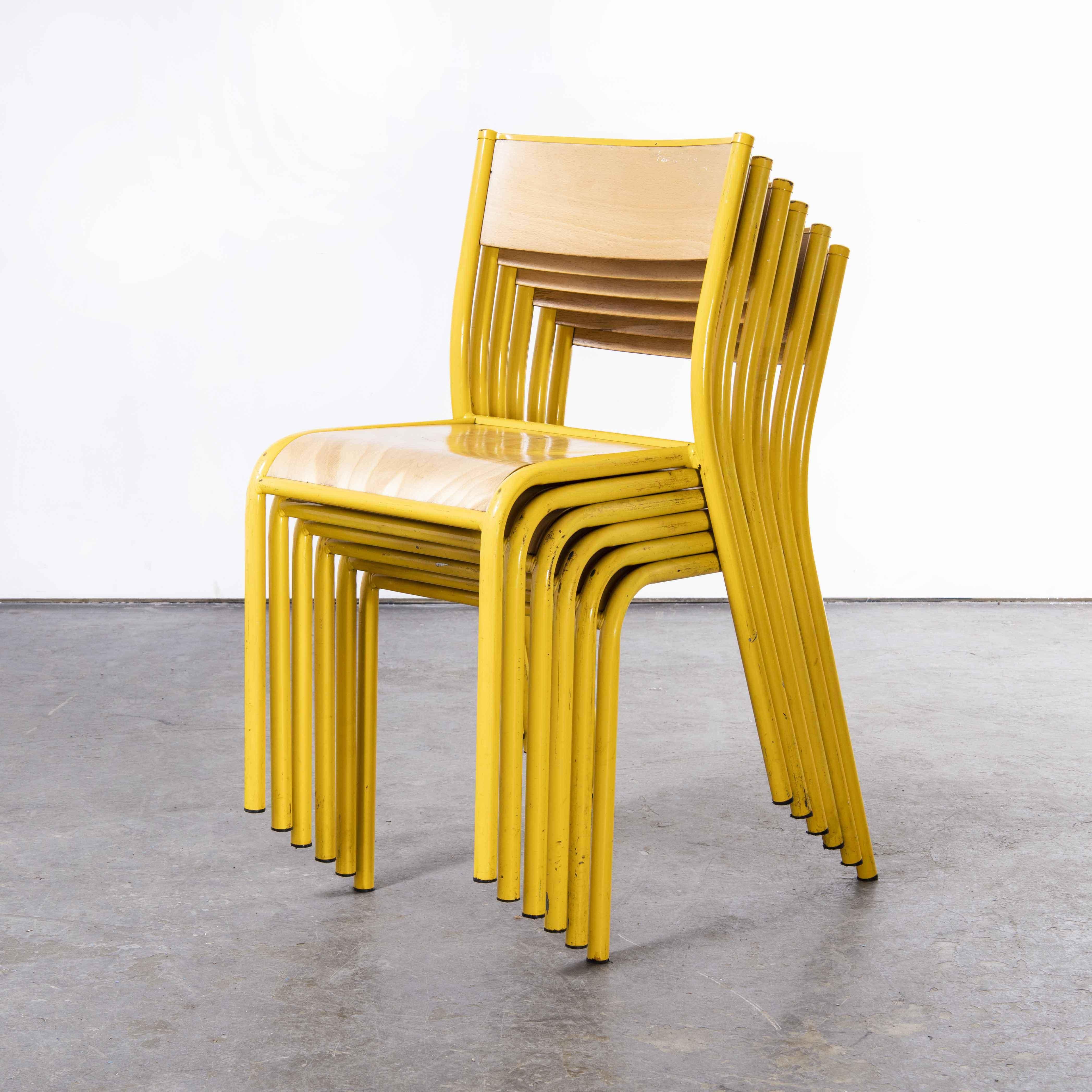 Late 20th Century 1970's French Mullca Stacking, Dining Chairs, Wide Yellow 510, Set of Six