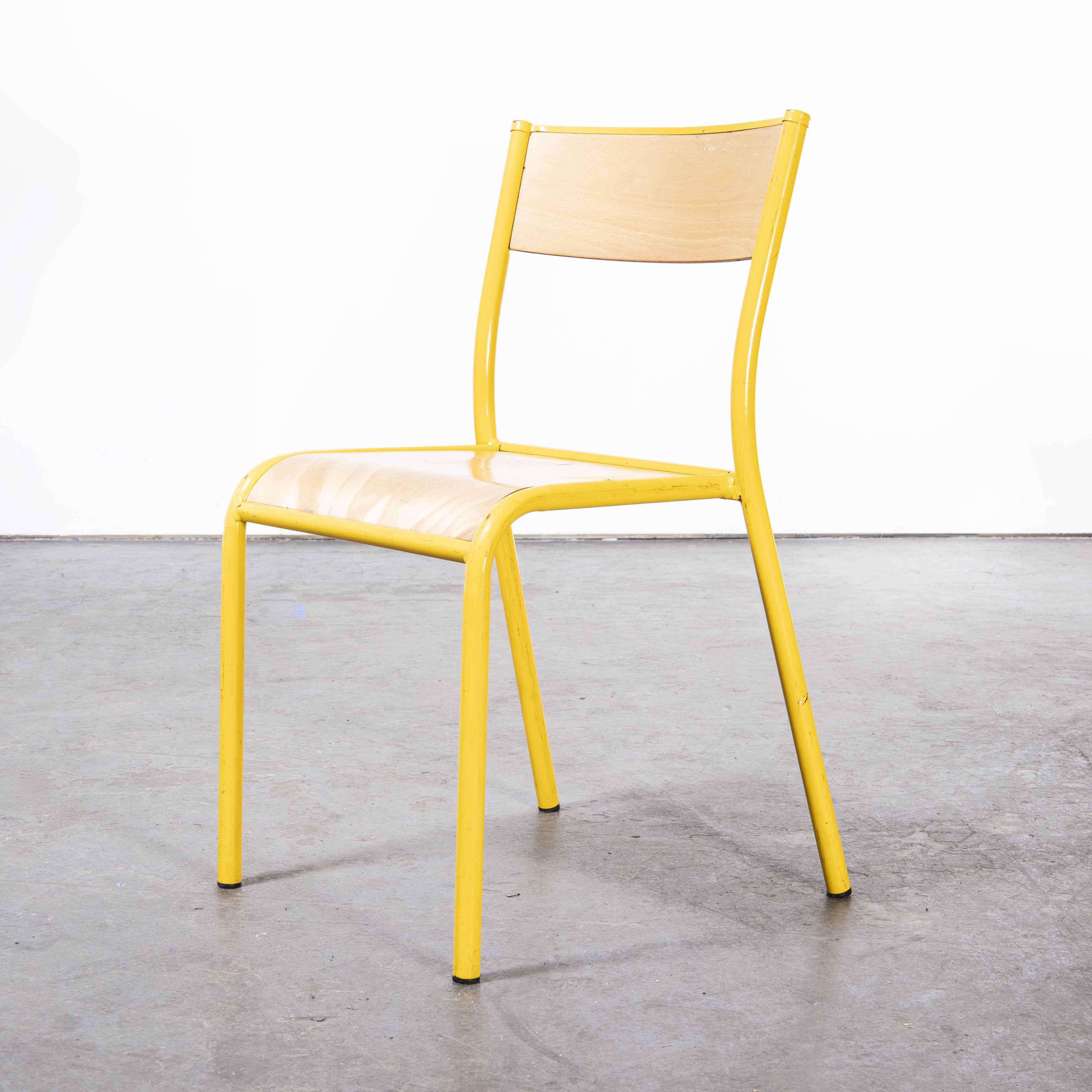 Birch 1970's French Mullca Stacking, Dining Chairs, Wide Yellow 510, Set of Six