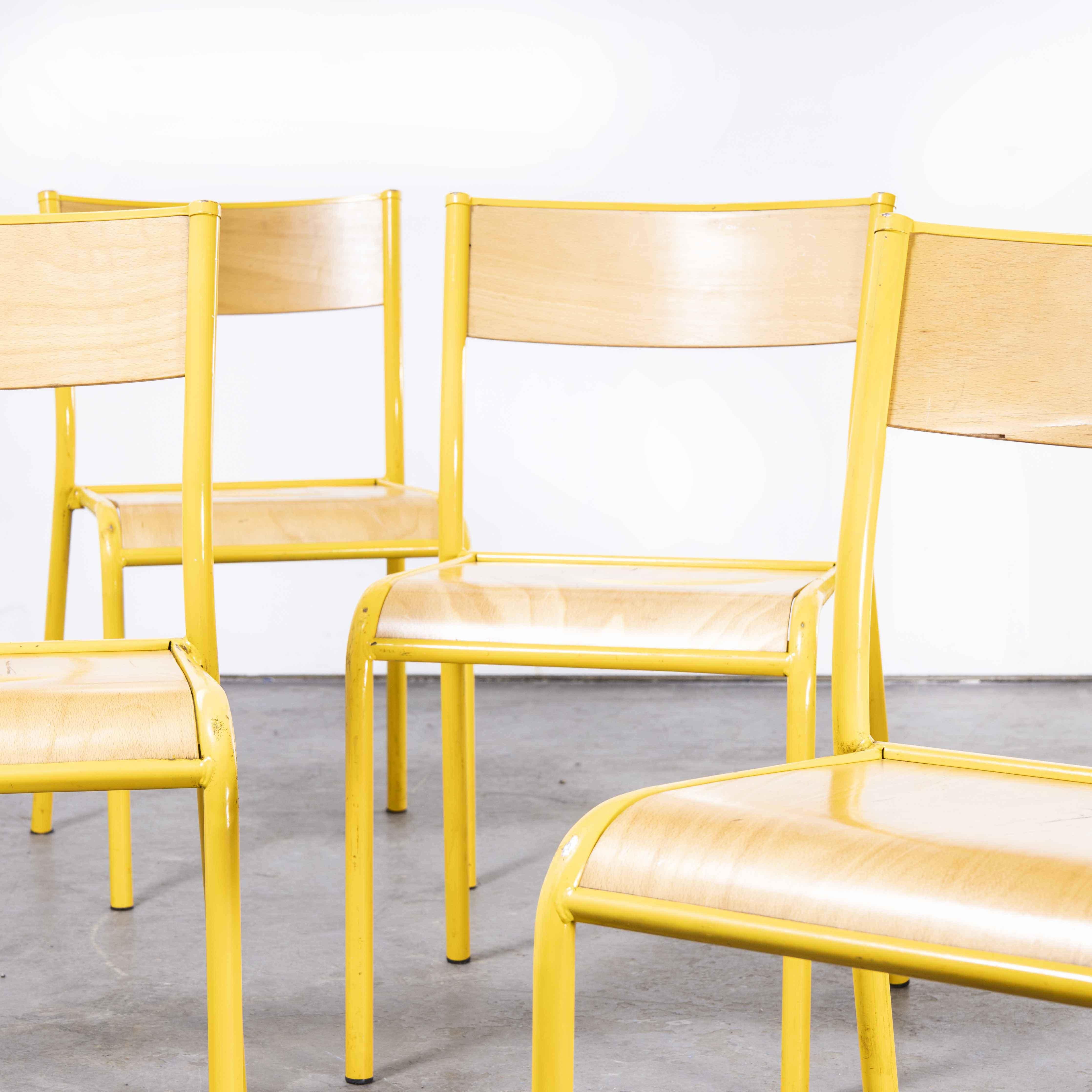 1970's French Mullca Stacking, Dining Chairs, Wide Yellow 510, Set of Six 1