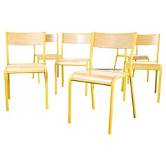 1970's French Mullca Stacking, Dining Chairs, Wide Yellow 510, Set of Six