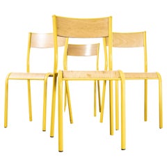 Chaises de salle à manger empilables Mullca françaises des années 1970, jaune 510, ensemble de quatre