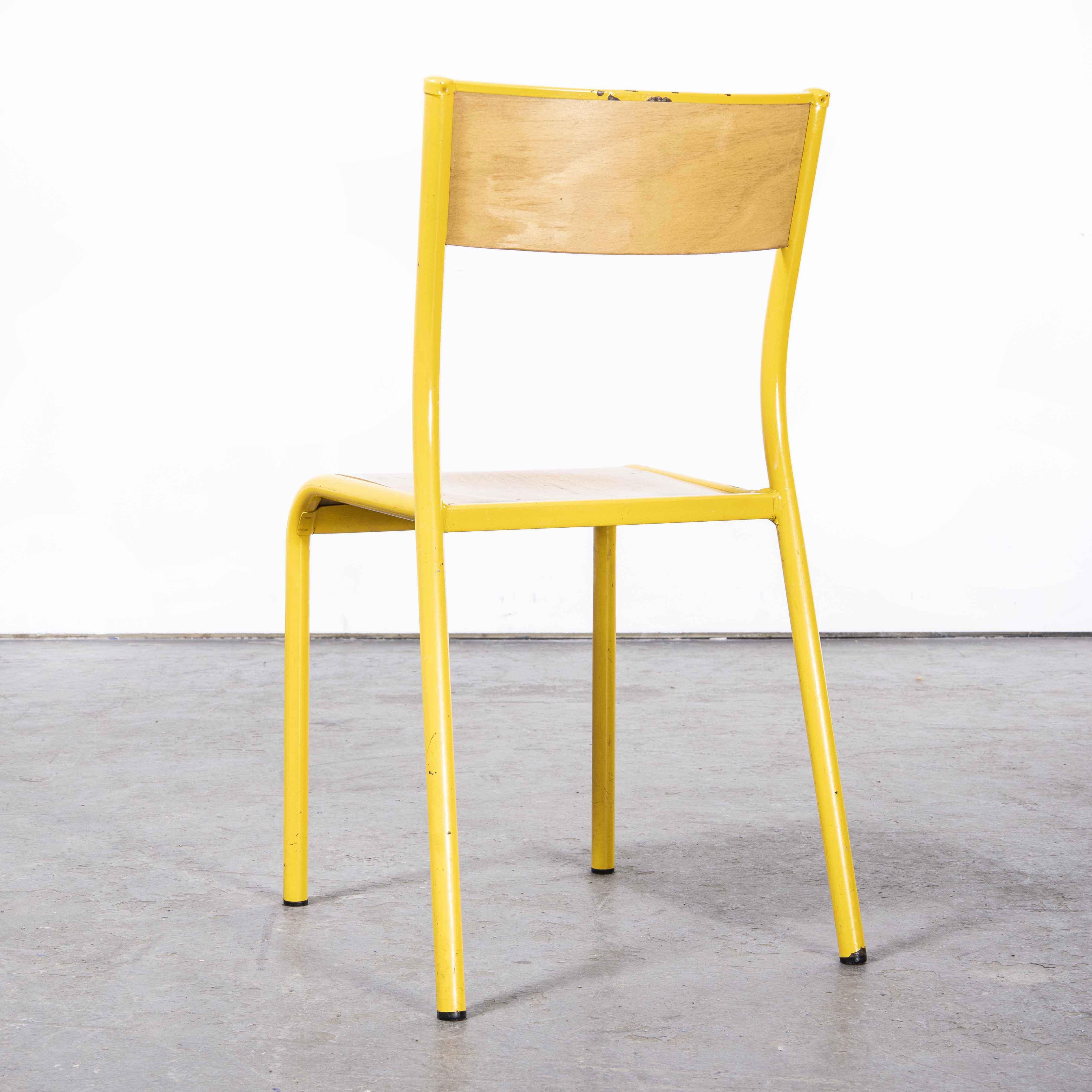 1970’s French Mullca stacking – dining chairs – yellow 510 – set of six

1970’s French Mullca stacking – dining chairs – yellow 510 – set of six. One of our most favourite chairs, in 1947 Robert Muller and Gaston Cavaillon created the company that