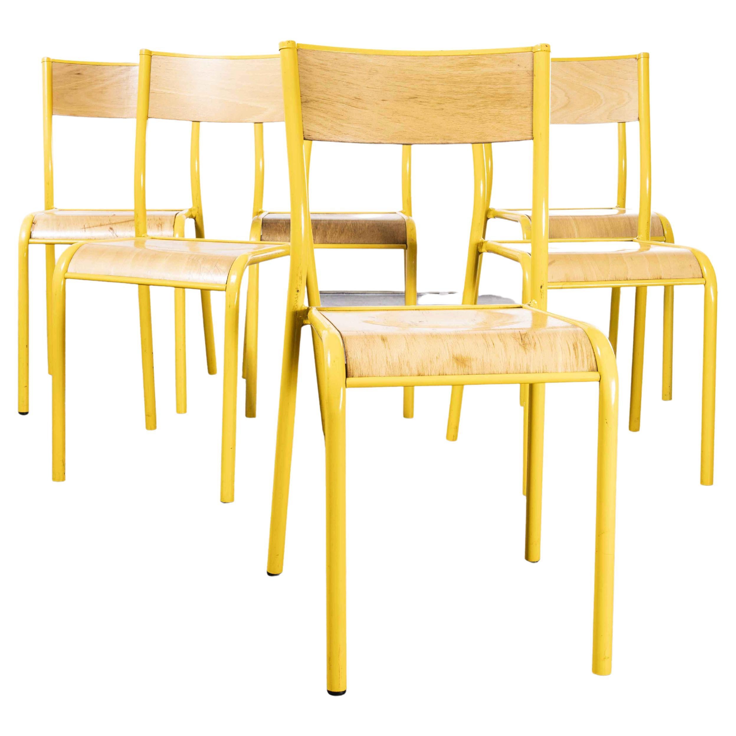 1970's French Mullca Stacking, Dining Chairs, Yellow 510, Set of Six