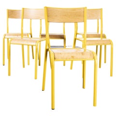 1970's French Mullca Stacking, Dining Chairs, Yellow 510, Set of Six