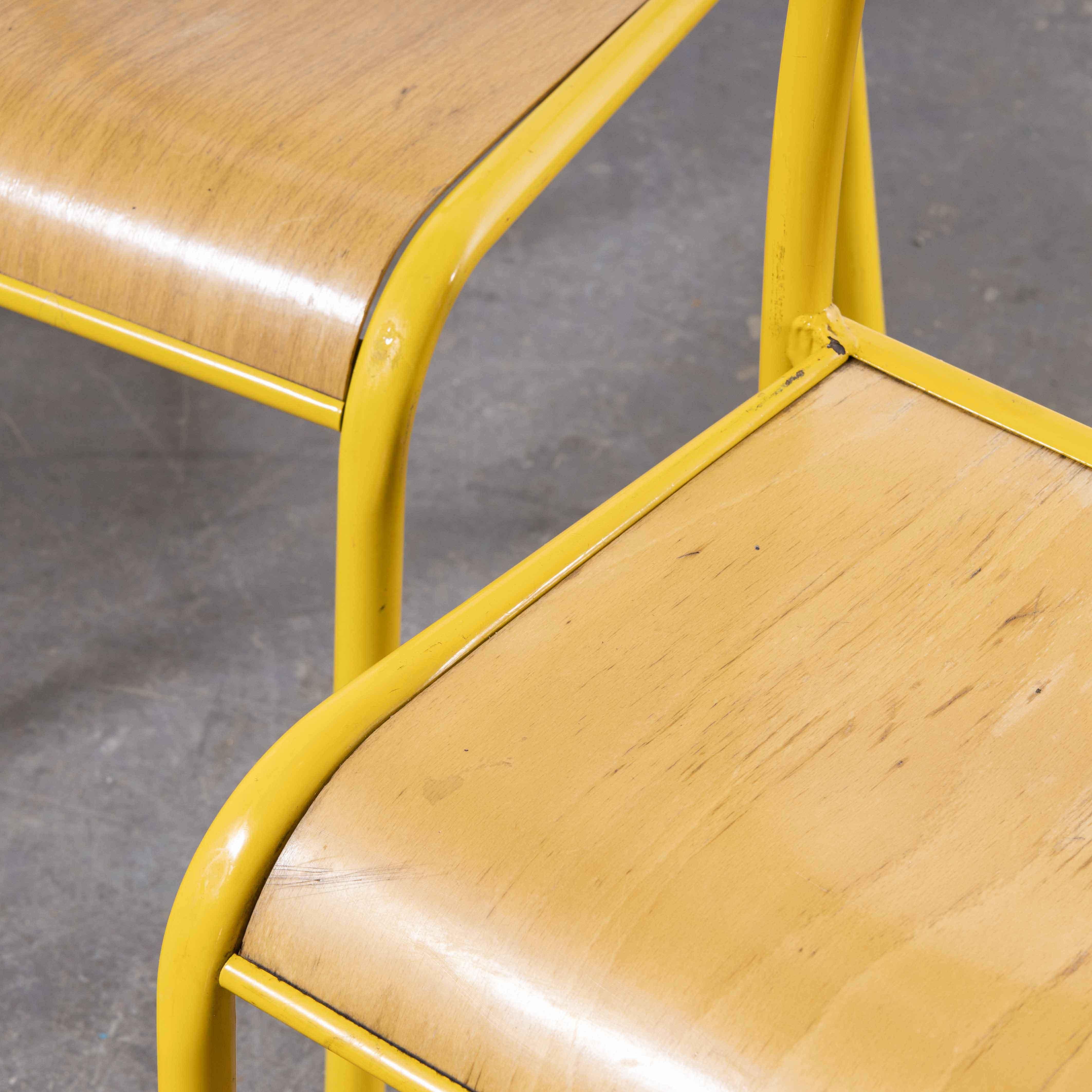 1970s French Mullca Stacking, Dining Chairs, Yellow  510, Various Quantities In Good Condition In Hook, Hampshire