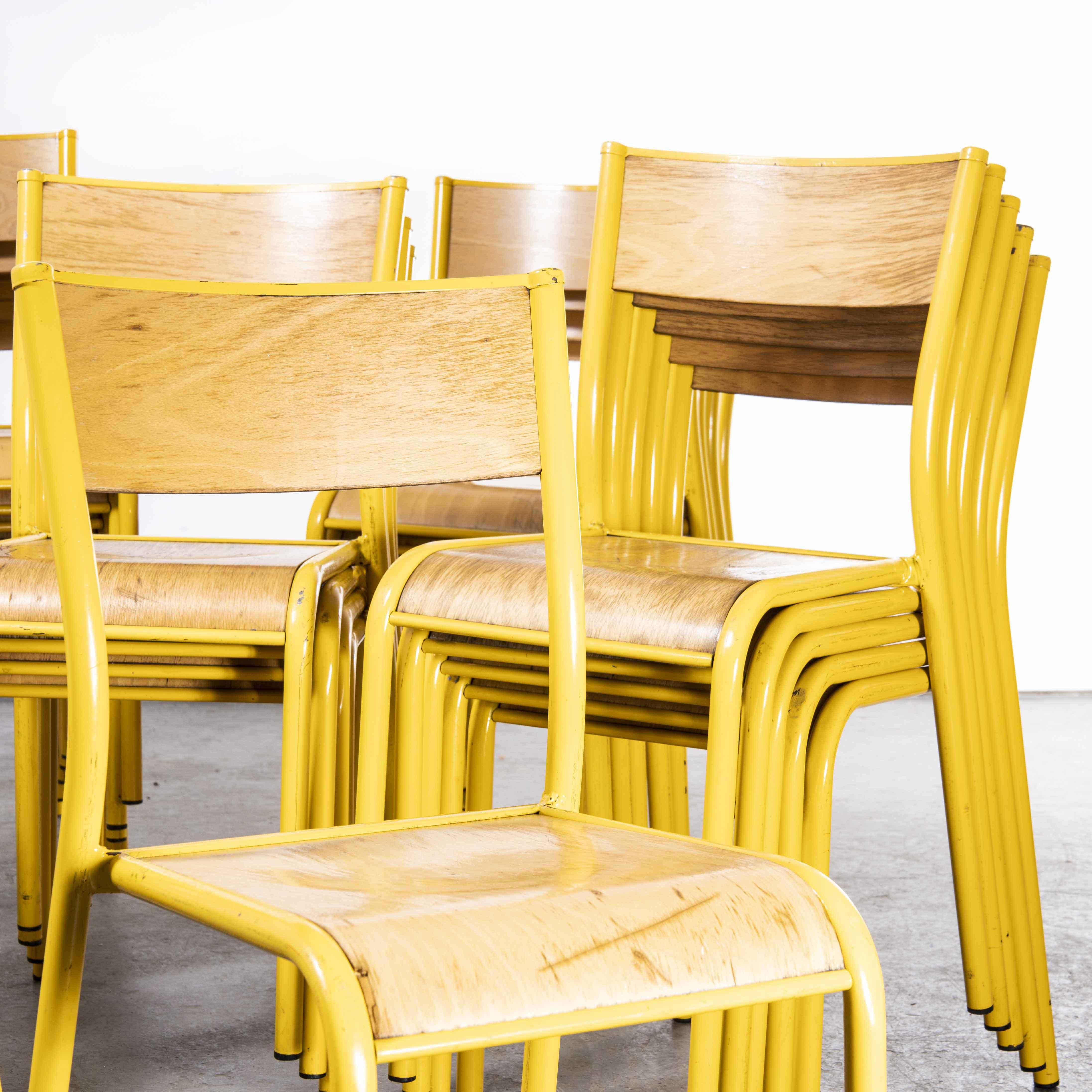 1970s French Mullca Stacking, Dining Chairs, Yellow  510, Various Quantities 3