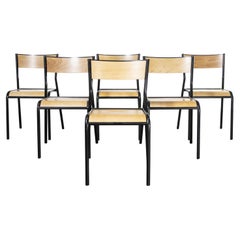 1970's French Mullca Vintage Stacking School, Chairs, Wide Seat, Set of Six