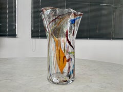 Vase français en cristal multicolore des années 1970