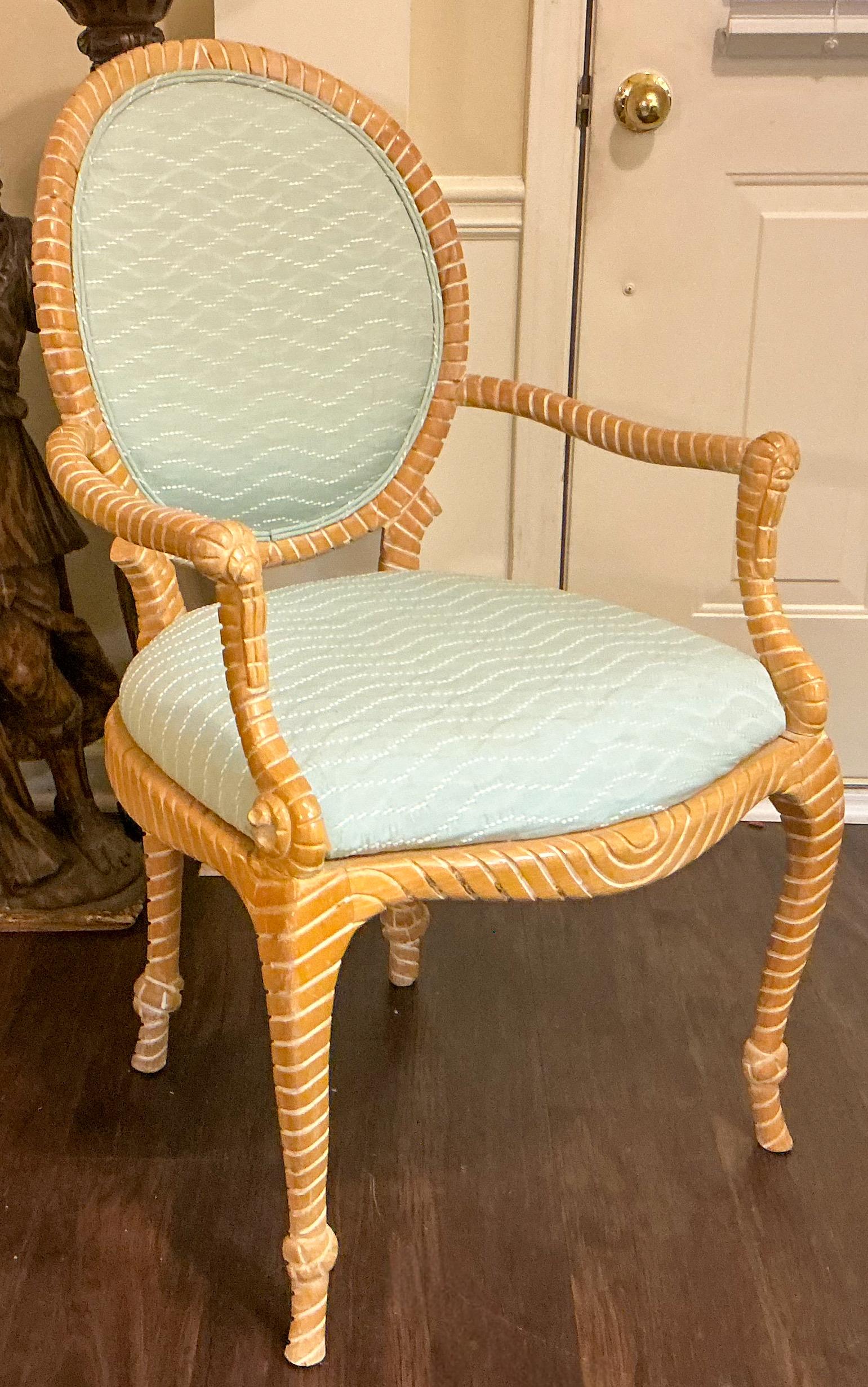 Sillas Bergere de Arce Tallado Estilo Napoleónico Francés Años 70 - Pareja siglo XX en venta