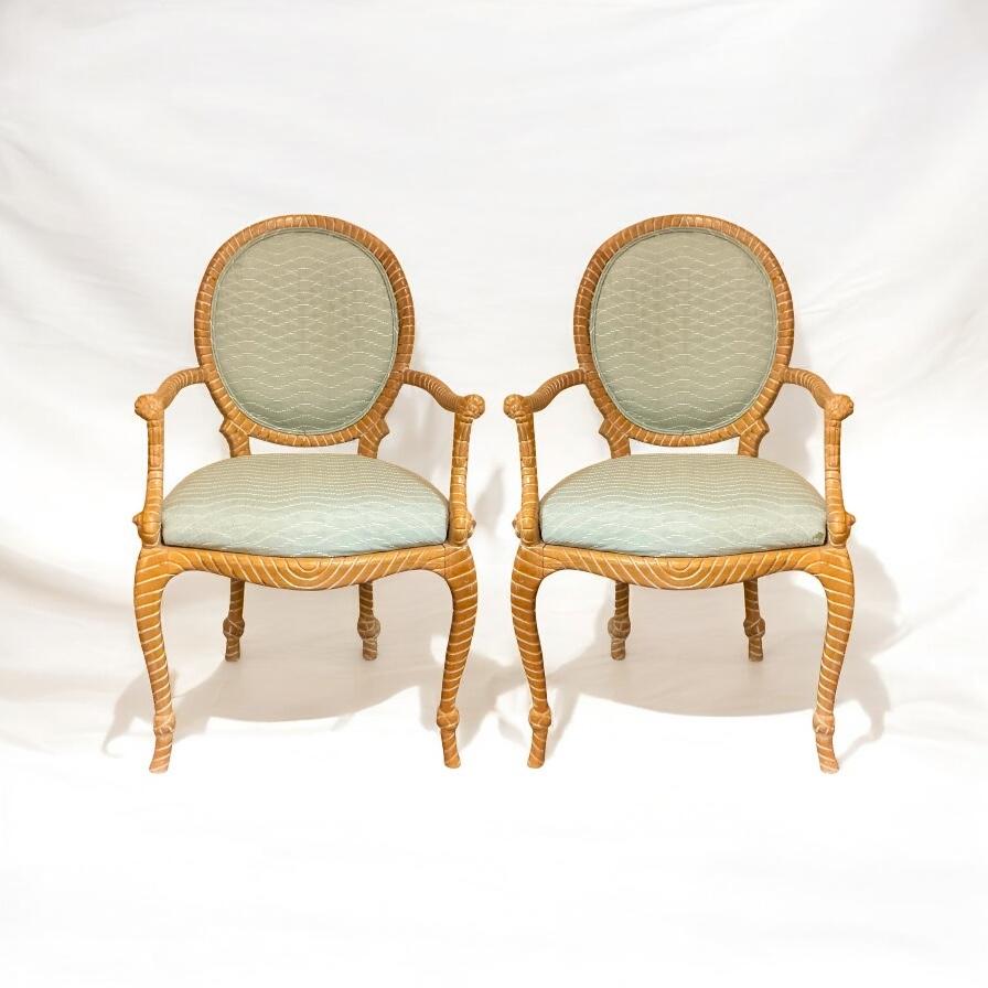 Sillas Bergere de Arce Tallado Estilo Napoleónico Francés Años 70 - Pareja en venta 1