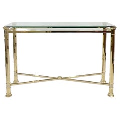 1970s, French, Brass Neoclassical Console Table - Hollywood Regency