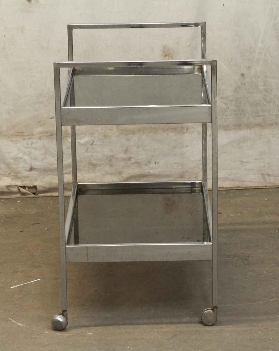1970s French Nickel-Plated Two Shelf Bar Cart with Smoked Glass In Good Condition In New York, NY