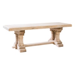 1970’s French Oak Dining Table with Ornate Carved Base