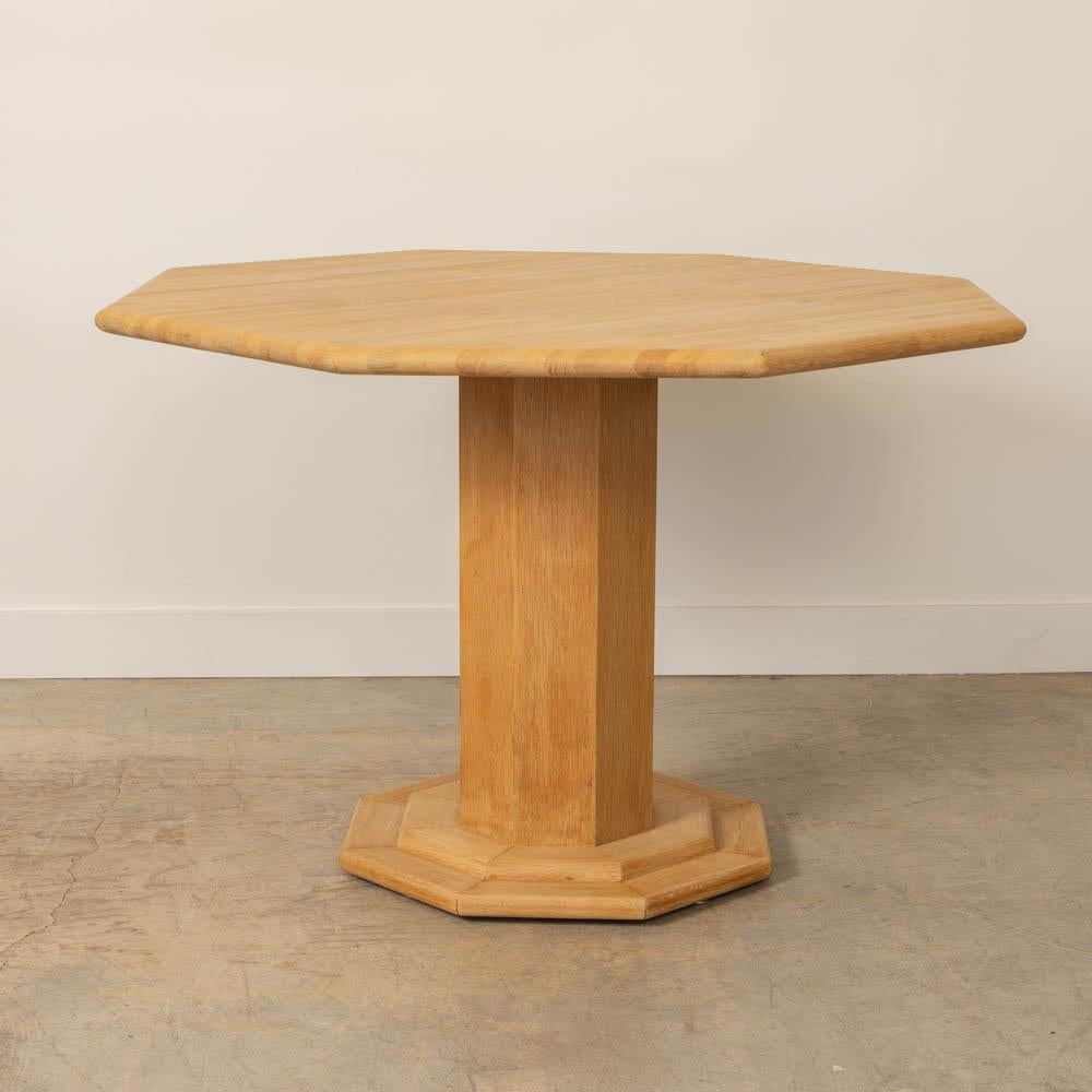 20th Century 1970s French Oak Octagon Dining Table For Sale