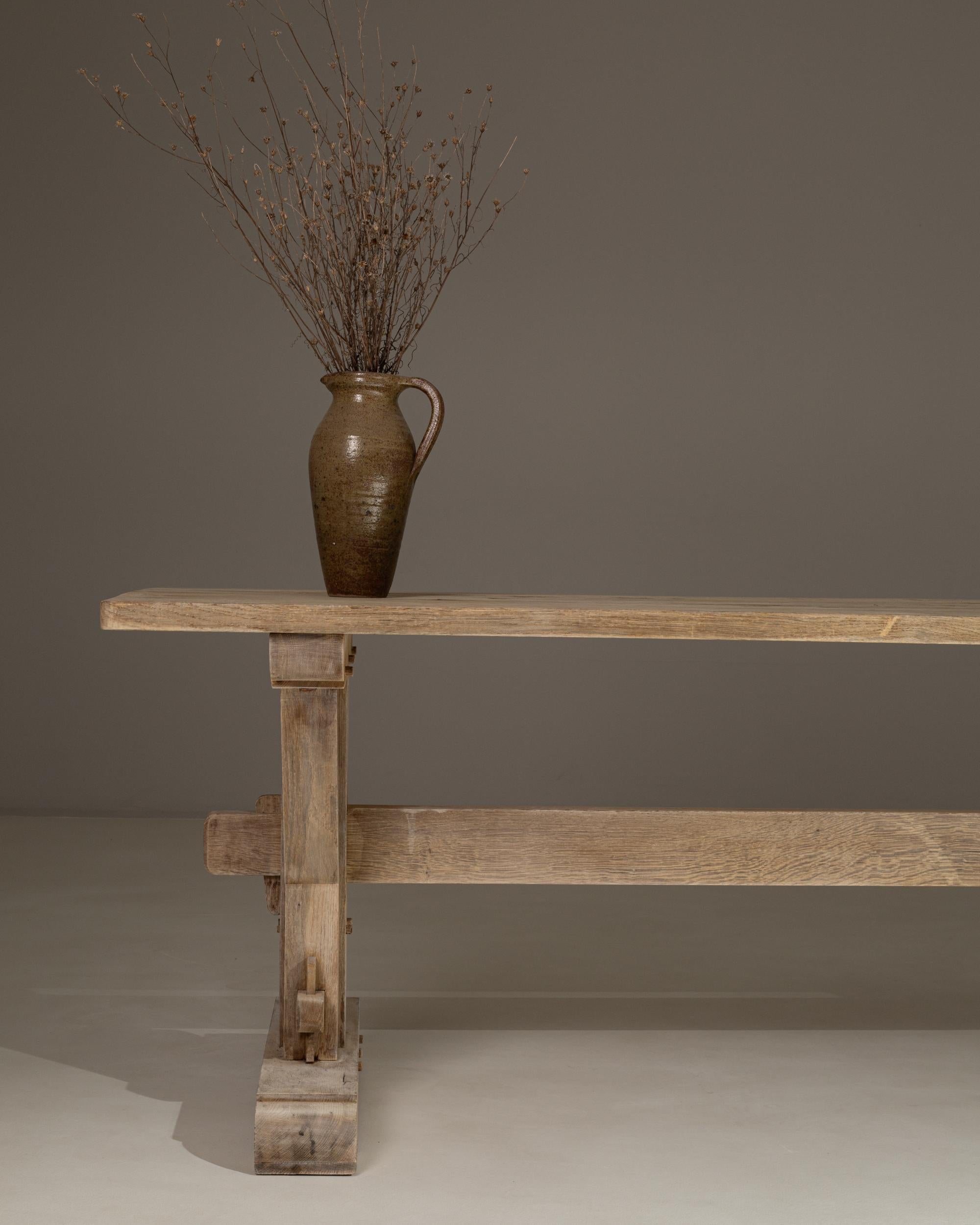 1970s French Oak Trestle Dining Table For Sale 7