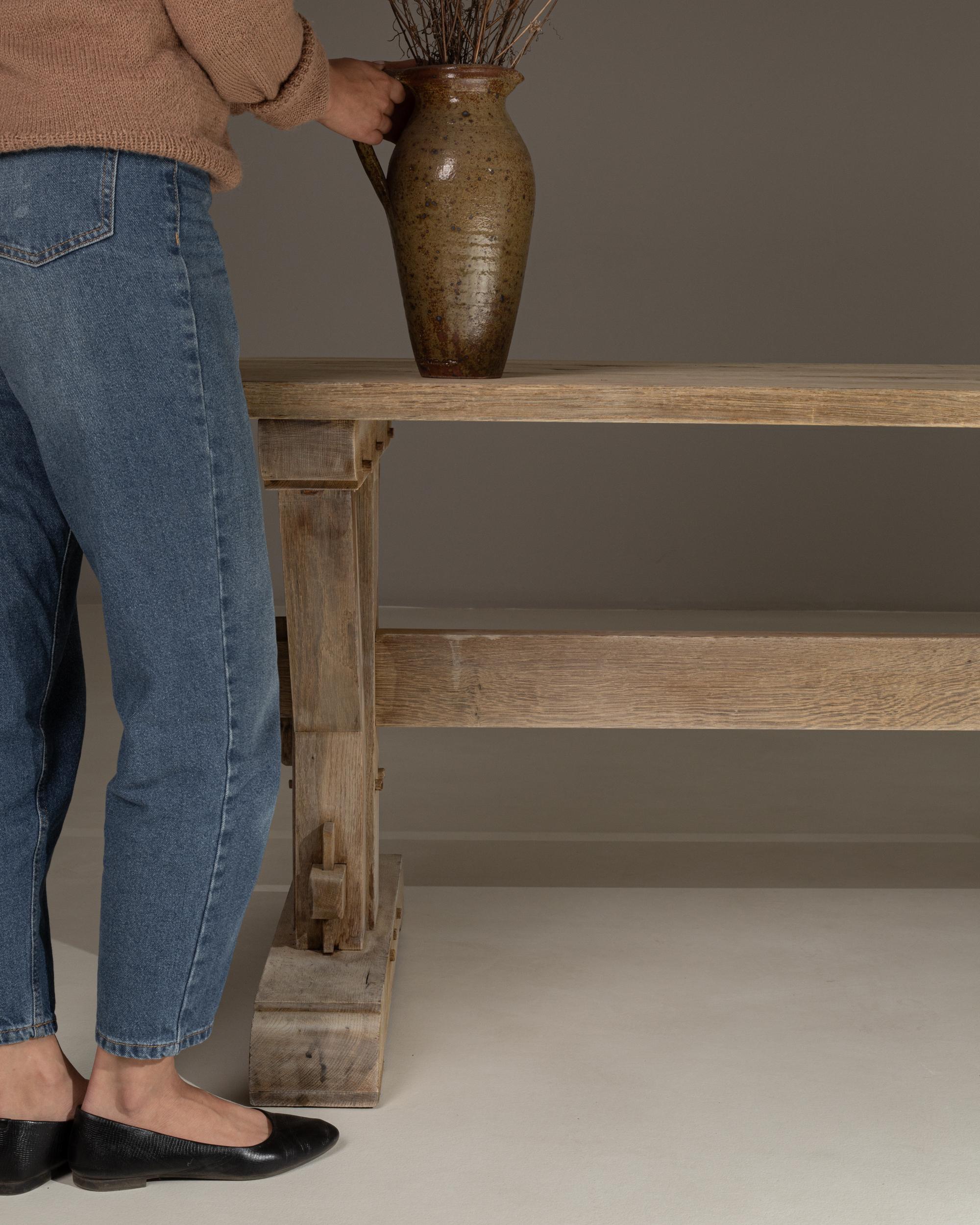 1970s French Oak Trestle Dining Table For Sale 8