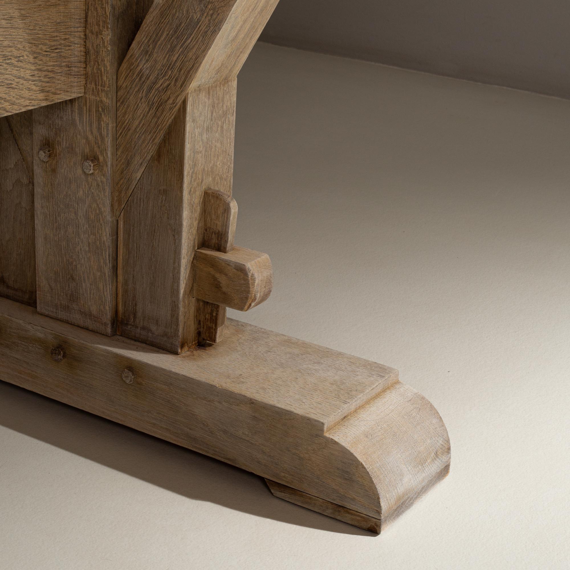 1970s French Oak Trestle Dining Table For Sale 11