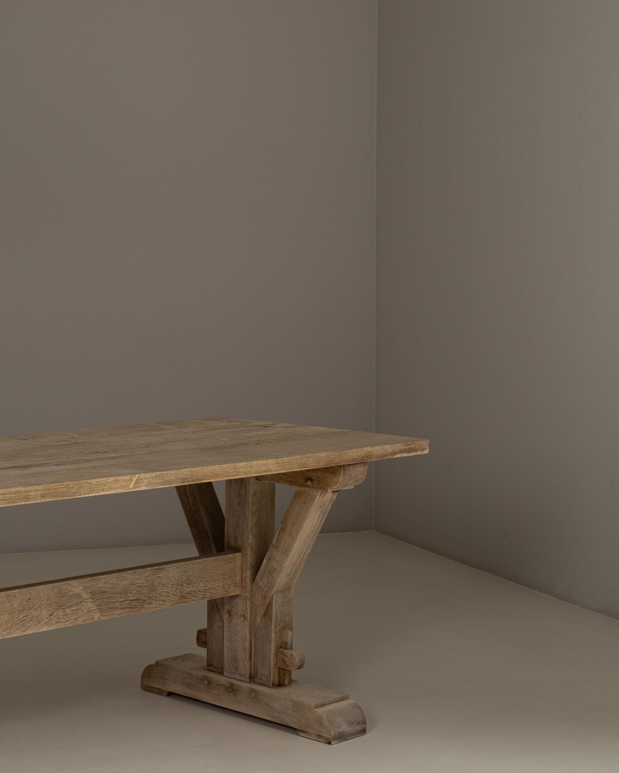 20th Century 1970s French Oak Trestle Dining Table For Sale