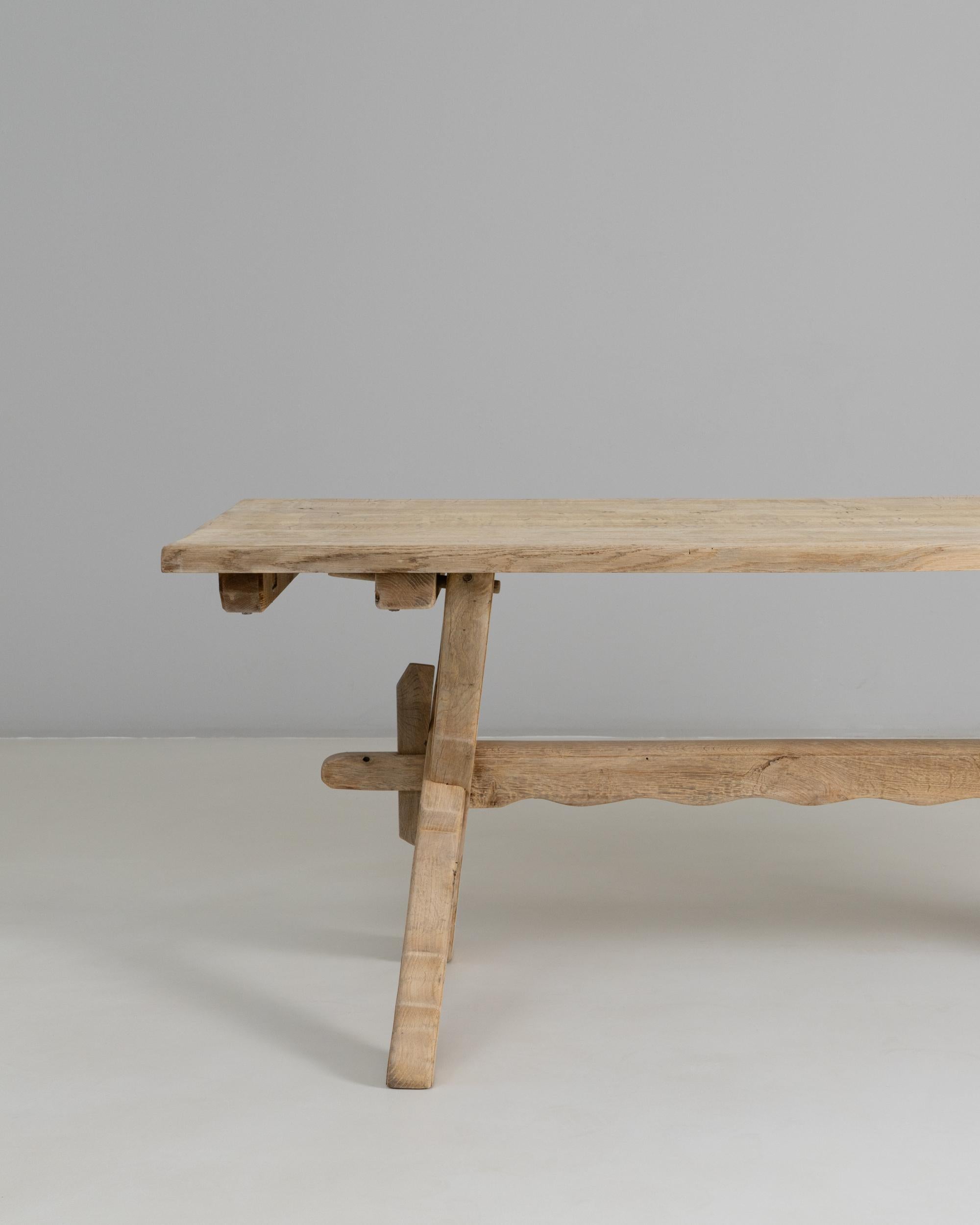 20th Century 1970s French Oak Trestle Dining Table For Sale