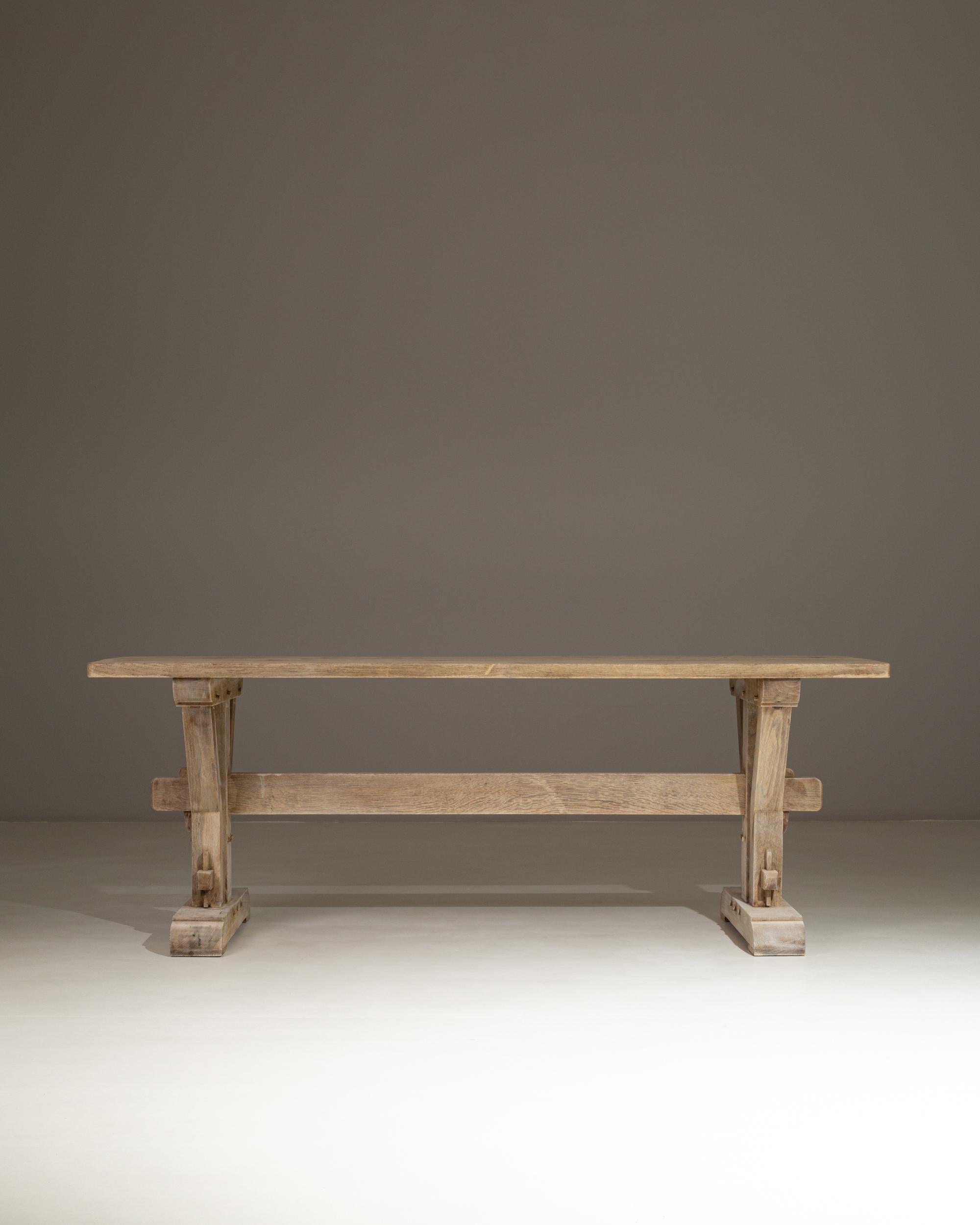 1970s French Oak Trestle Dining Table For Sale 2