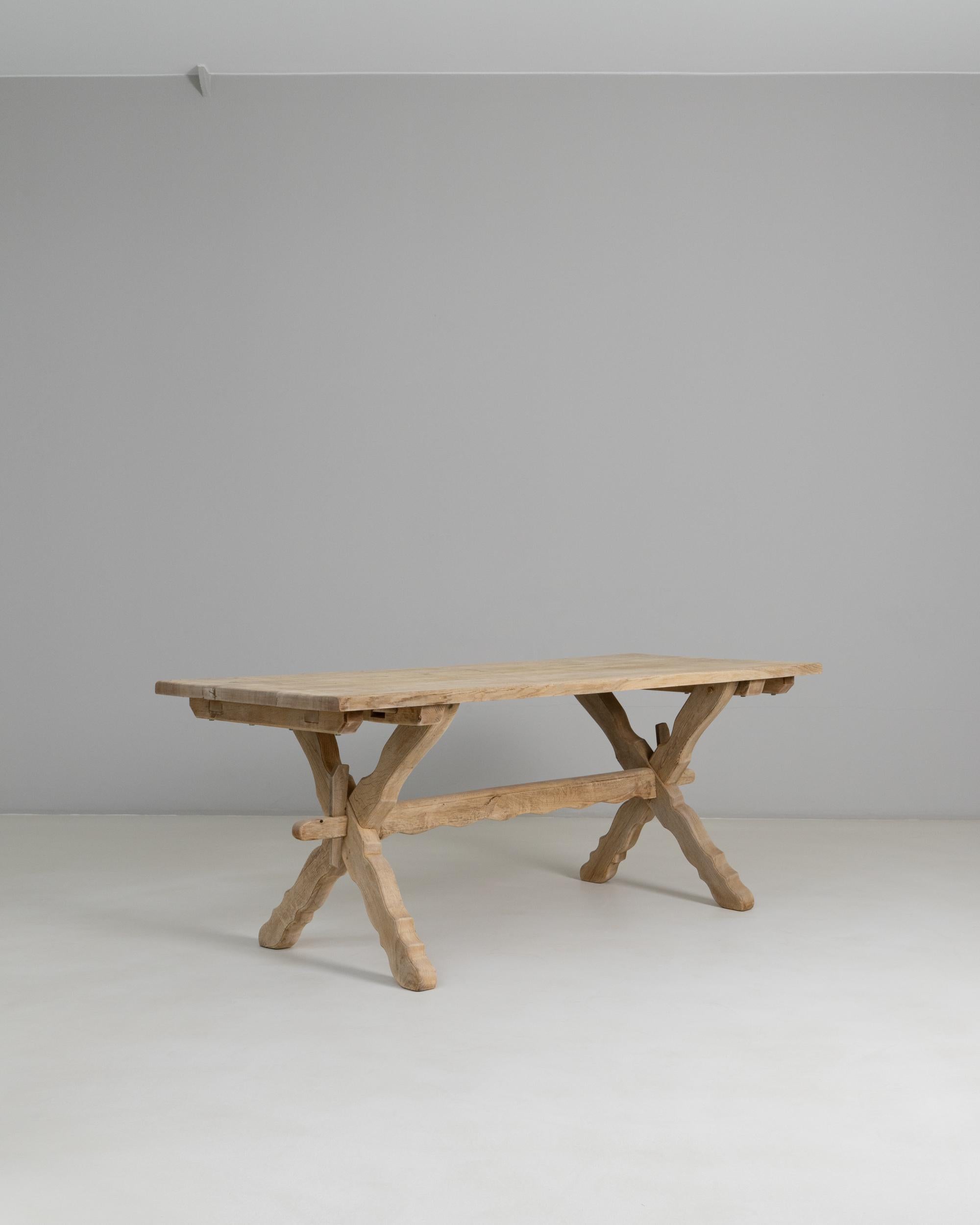 1970s French Oak Trestle Dining Table For Sale 2