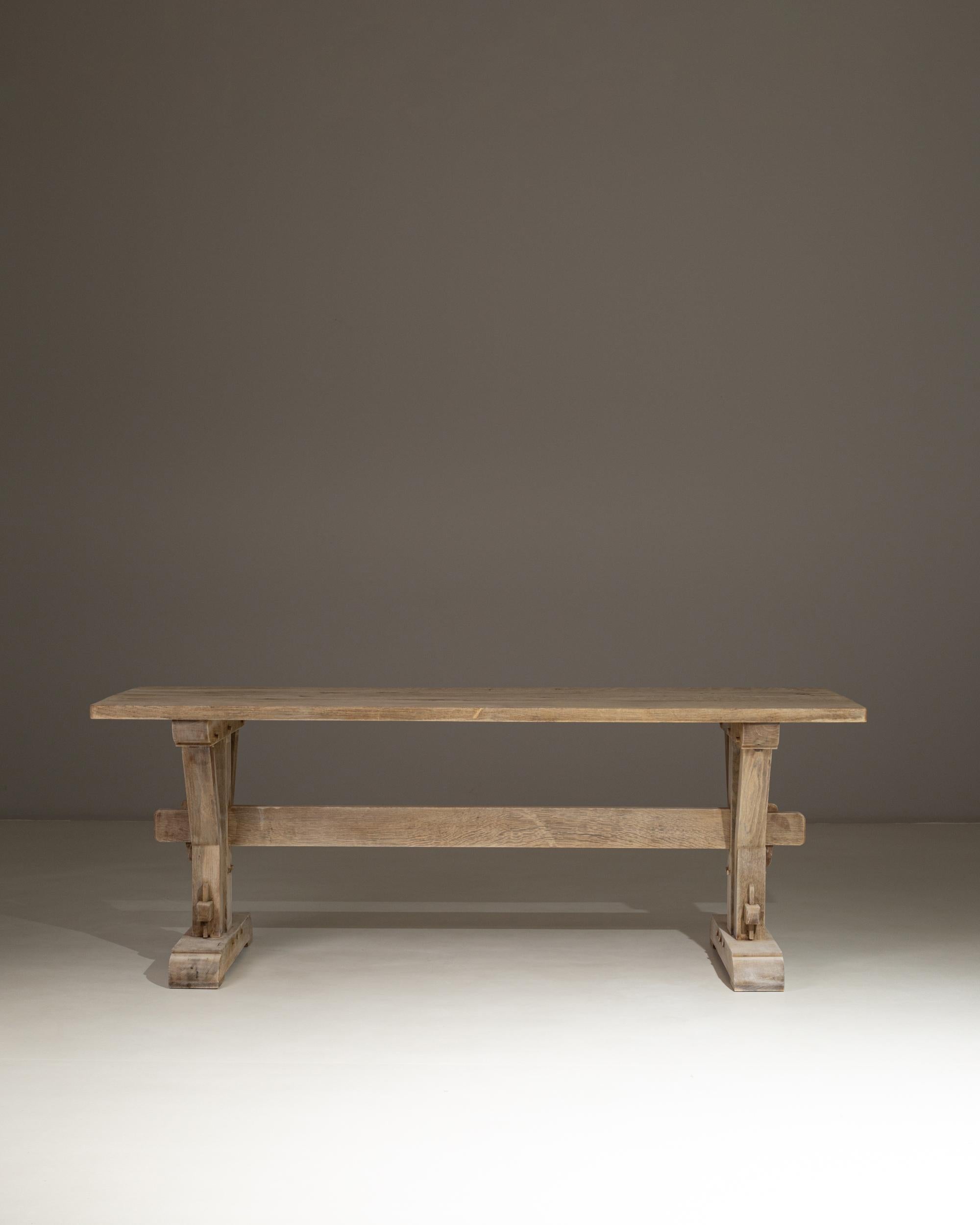 1970s French Oak Trestle Dining Table For Sale 3