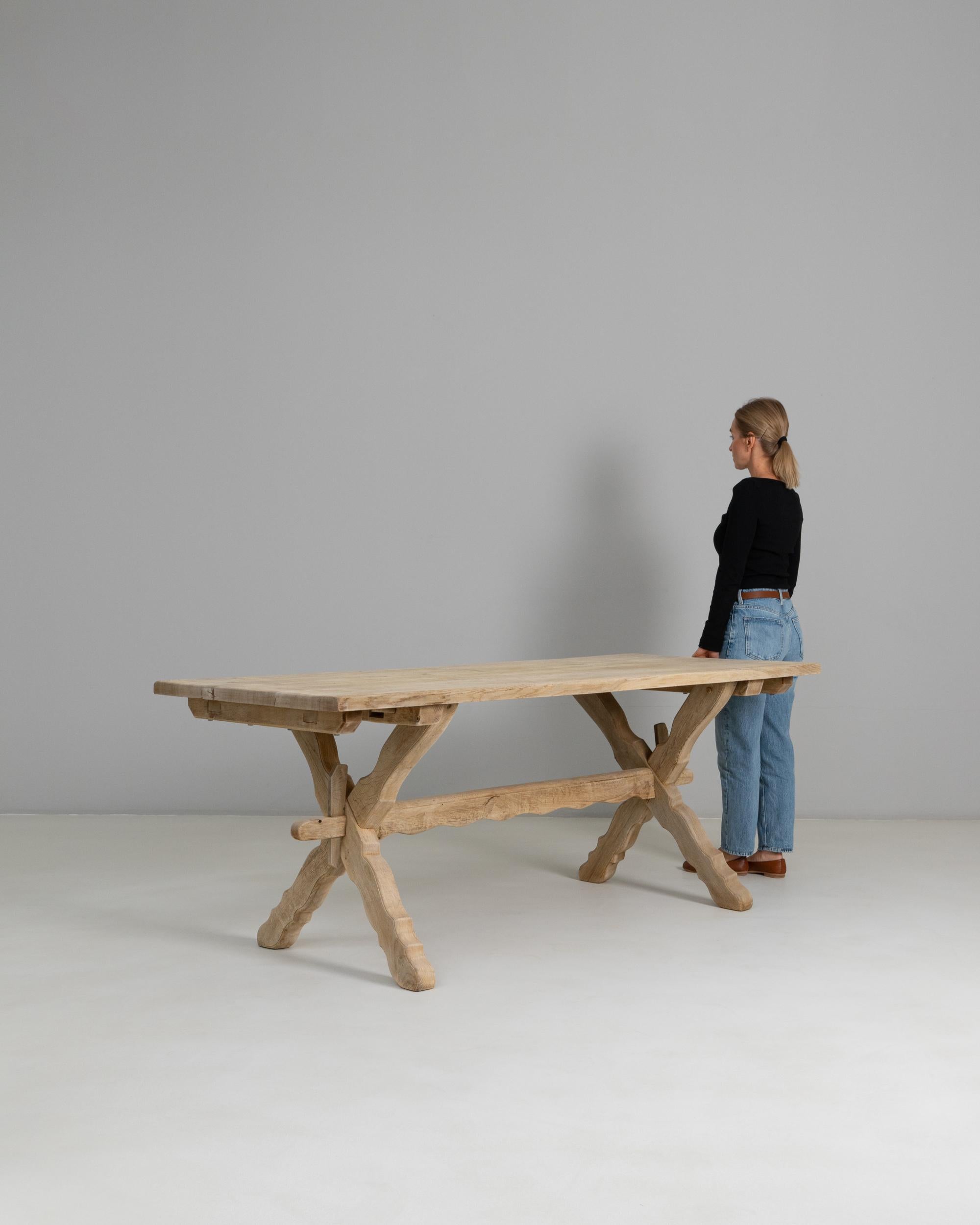 1970s French Oak Trestle Dining Table For Sale 3