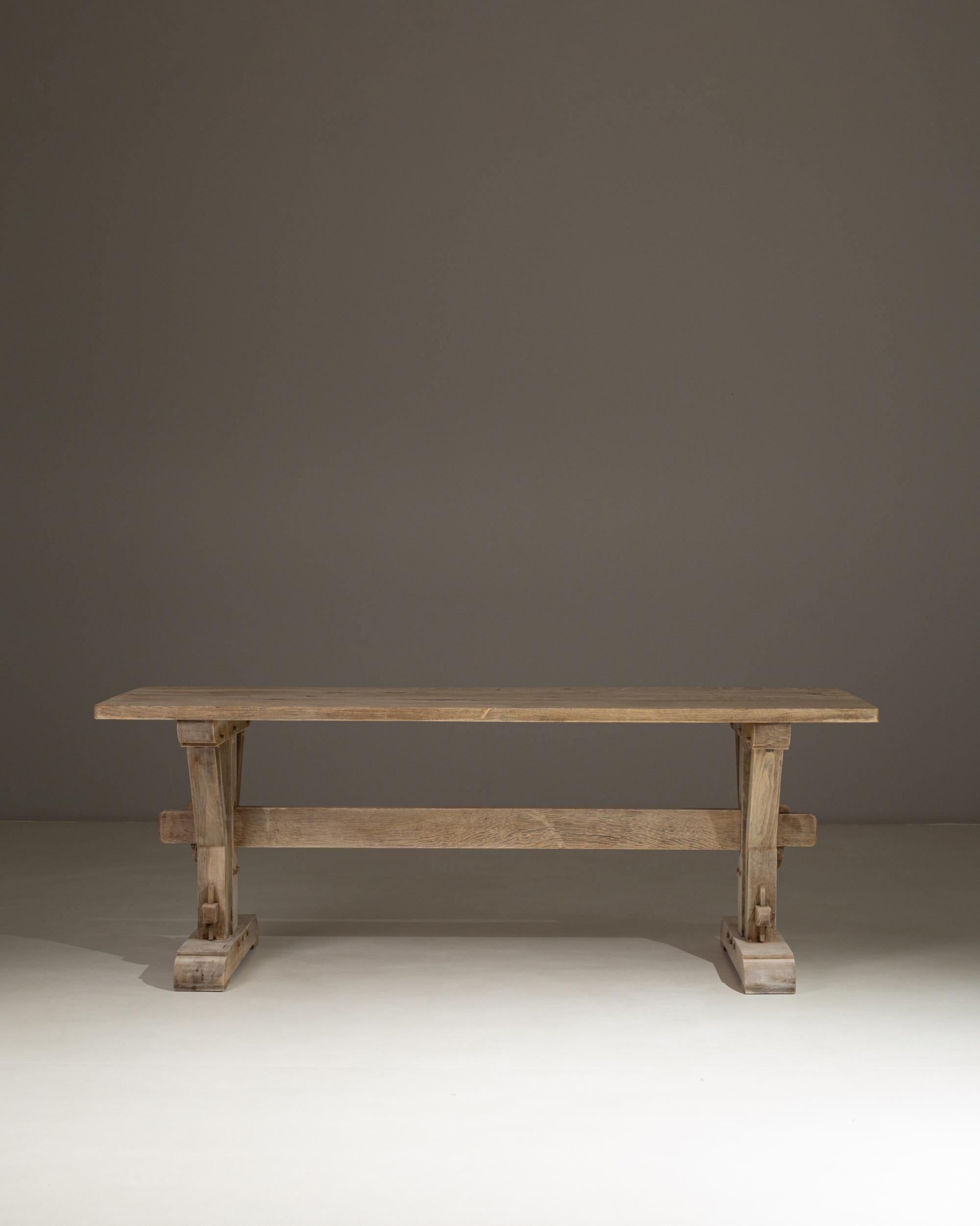 1970s French Oak Trestle Dining Table For Sale 4