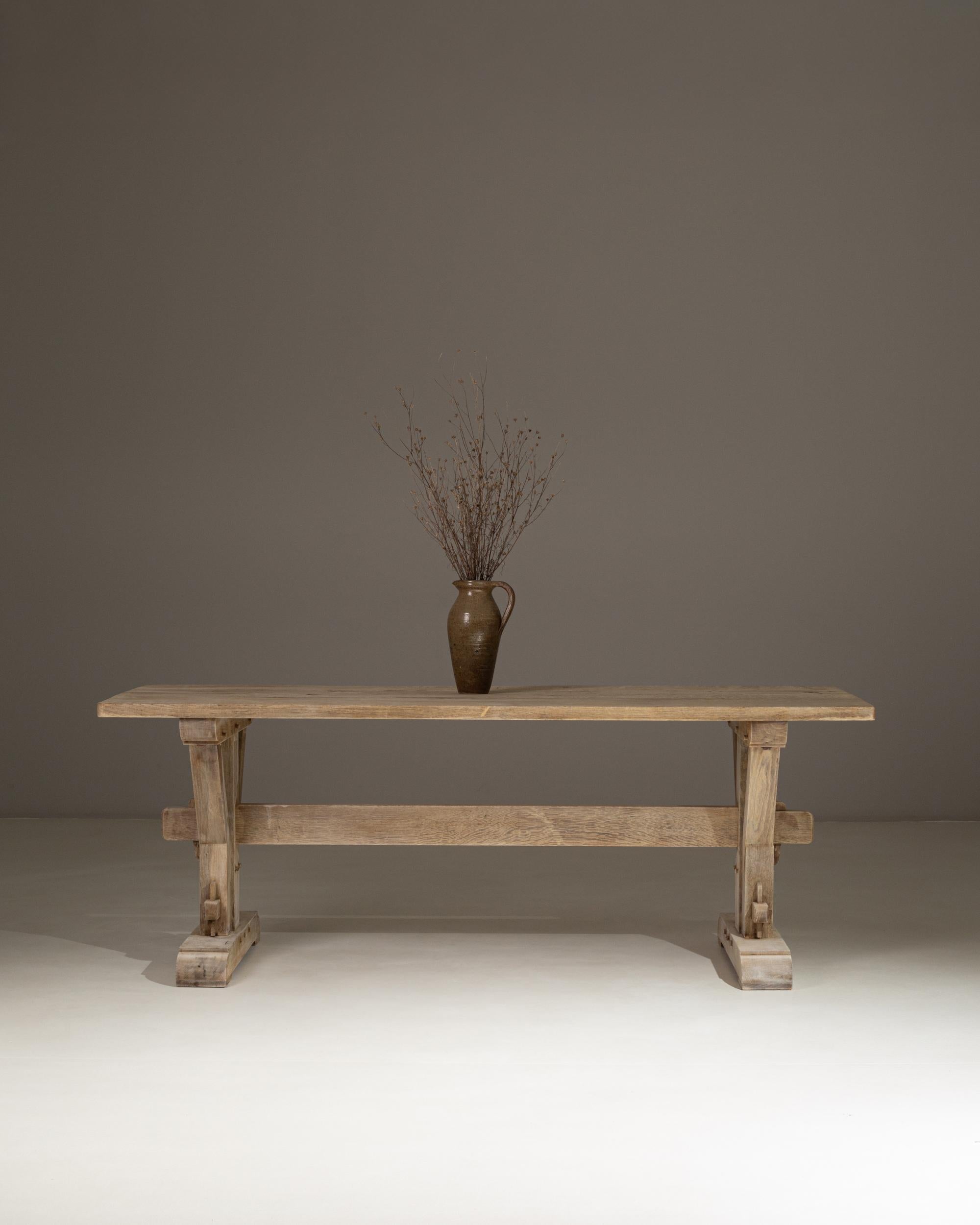 1970s French Oak Trestle Dining Table For Sale 5