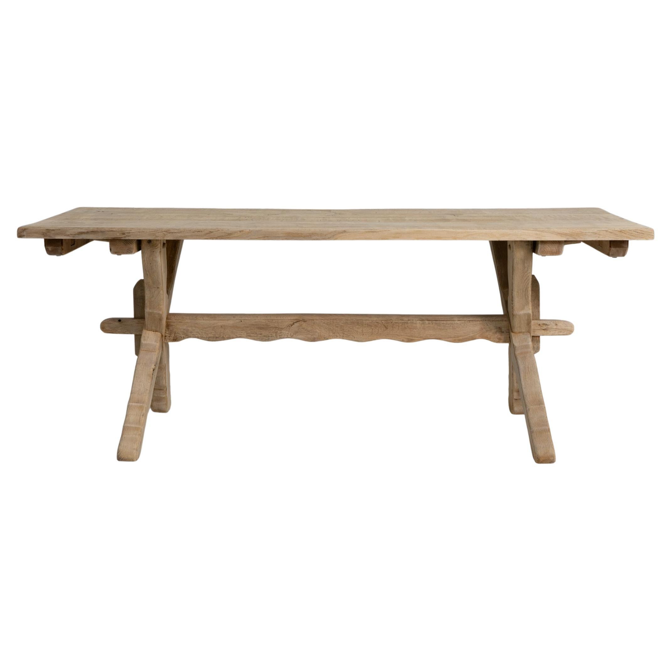 1970s French Oak Trestle Dining Table