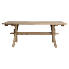 1970s French Oak Trestle Dining Table