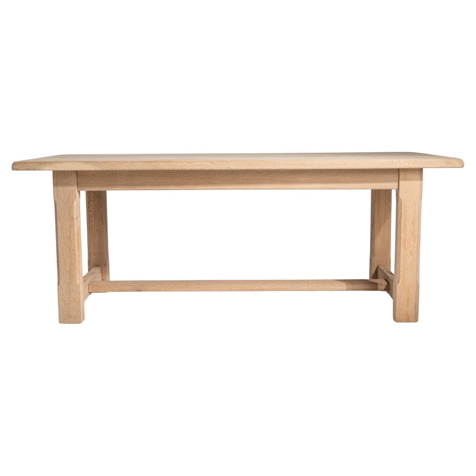 Mesa de comedor de caballete de roble francés de los años 70 en venta