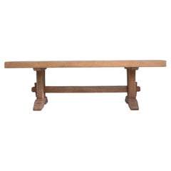 1970s French Oak Trestle Dining Table with Practical Joinery