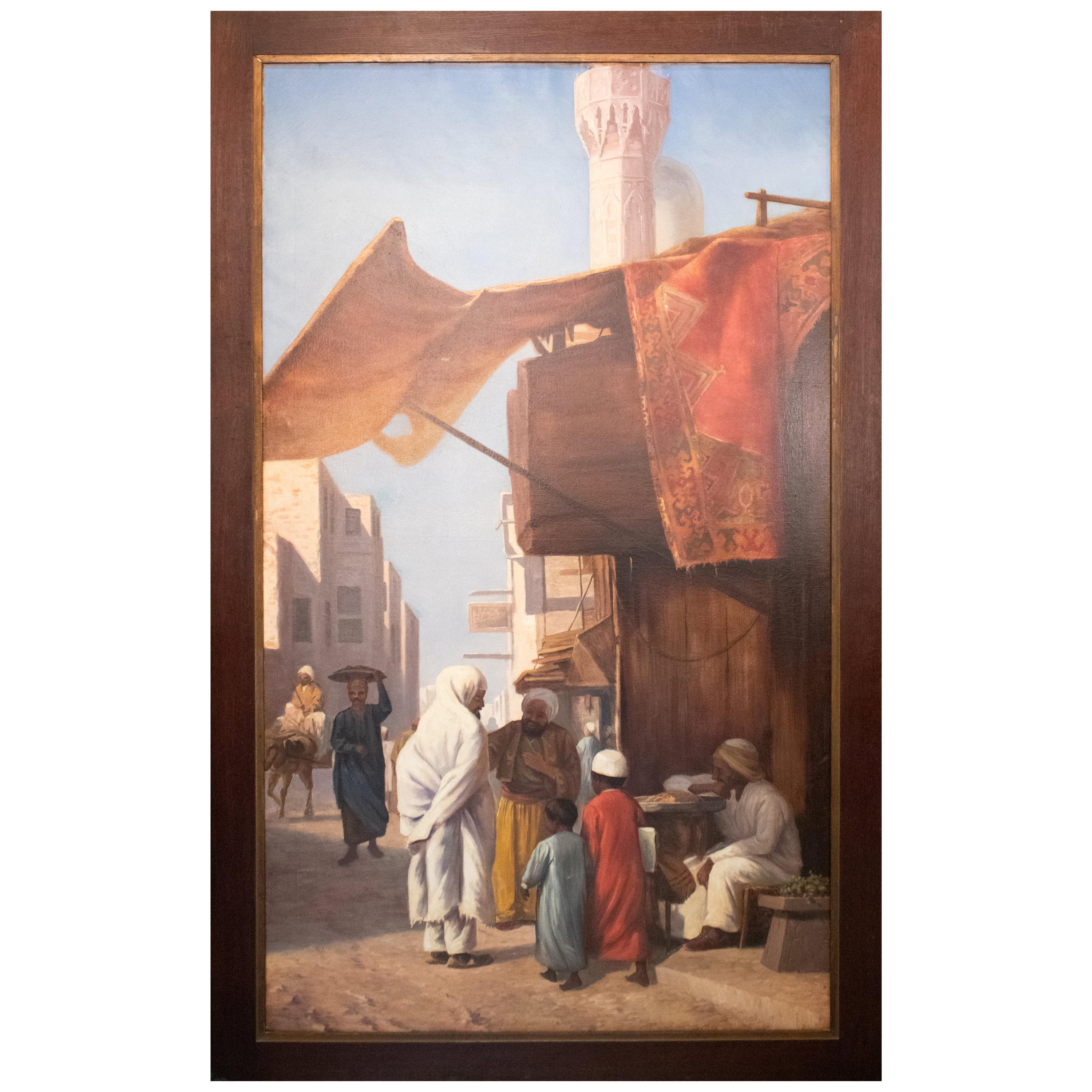 1970s French Oil on Canvas Orientalist Painting with Frame