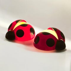 1970s French Orange Lucinelle Wall Lamps Pair by Jean Pierre Vitrac in Plastic