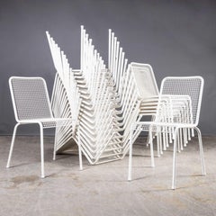 1970's French Original Wire Mesh White Outdoor Dining Chairs - Various Qty