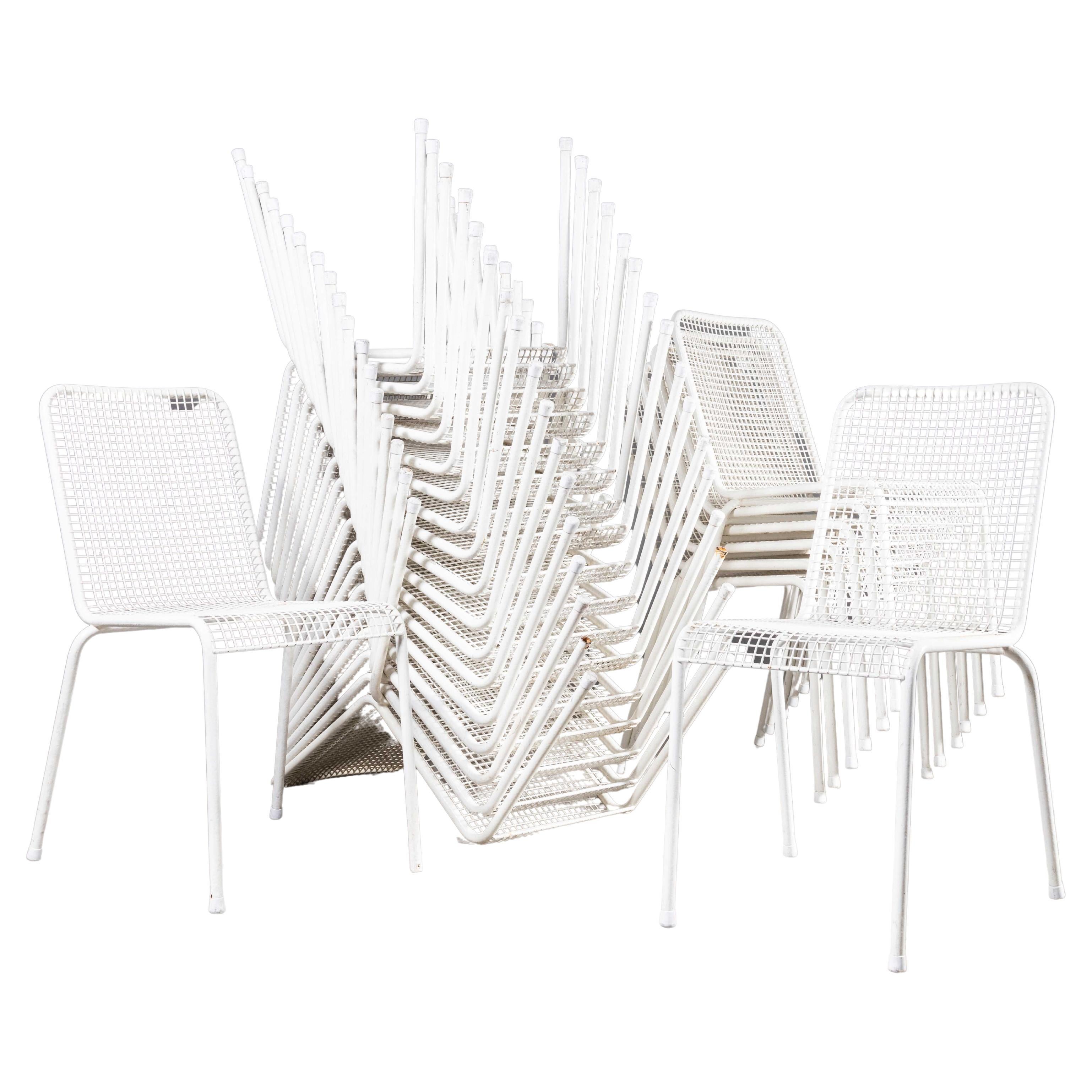 1970's French Original Wire Mesh White Outdoor Dining Chairs - Various Qty For Sale