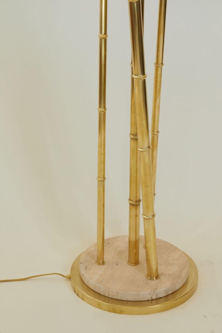 1970s French Pair of Brass Faux Bamboo Floor Lamps In Good Condition In Aspen, CO