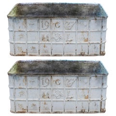1970s French Pair of Cast Iron Rectangular Planters