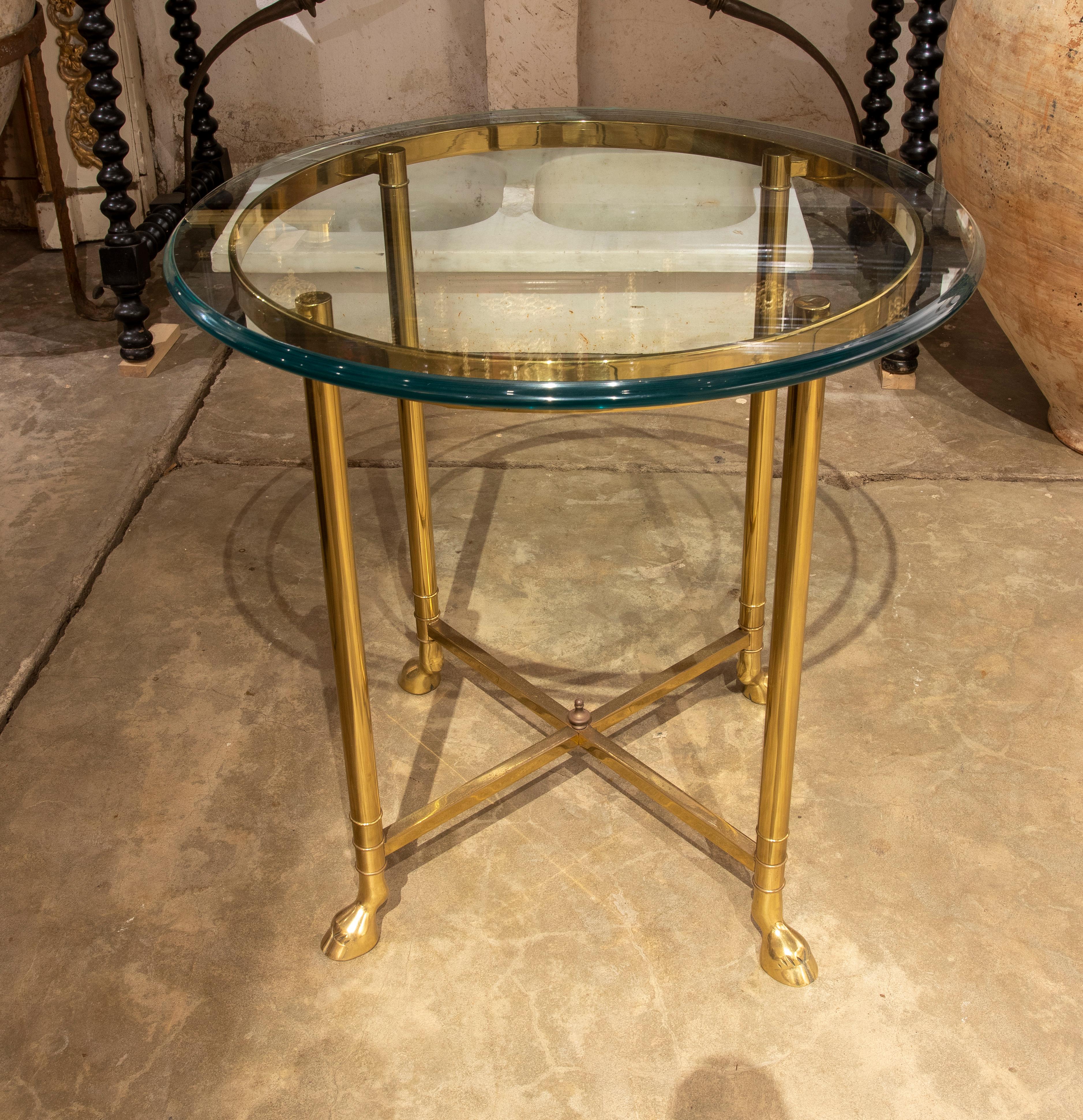 1970s French Pair of Gilded Bronze and Glass Tables In Good Condition In Marbella, ES