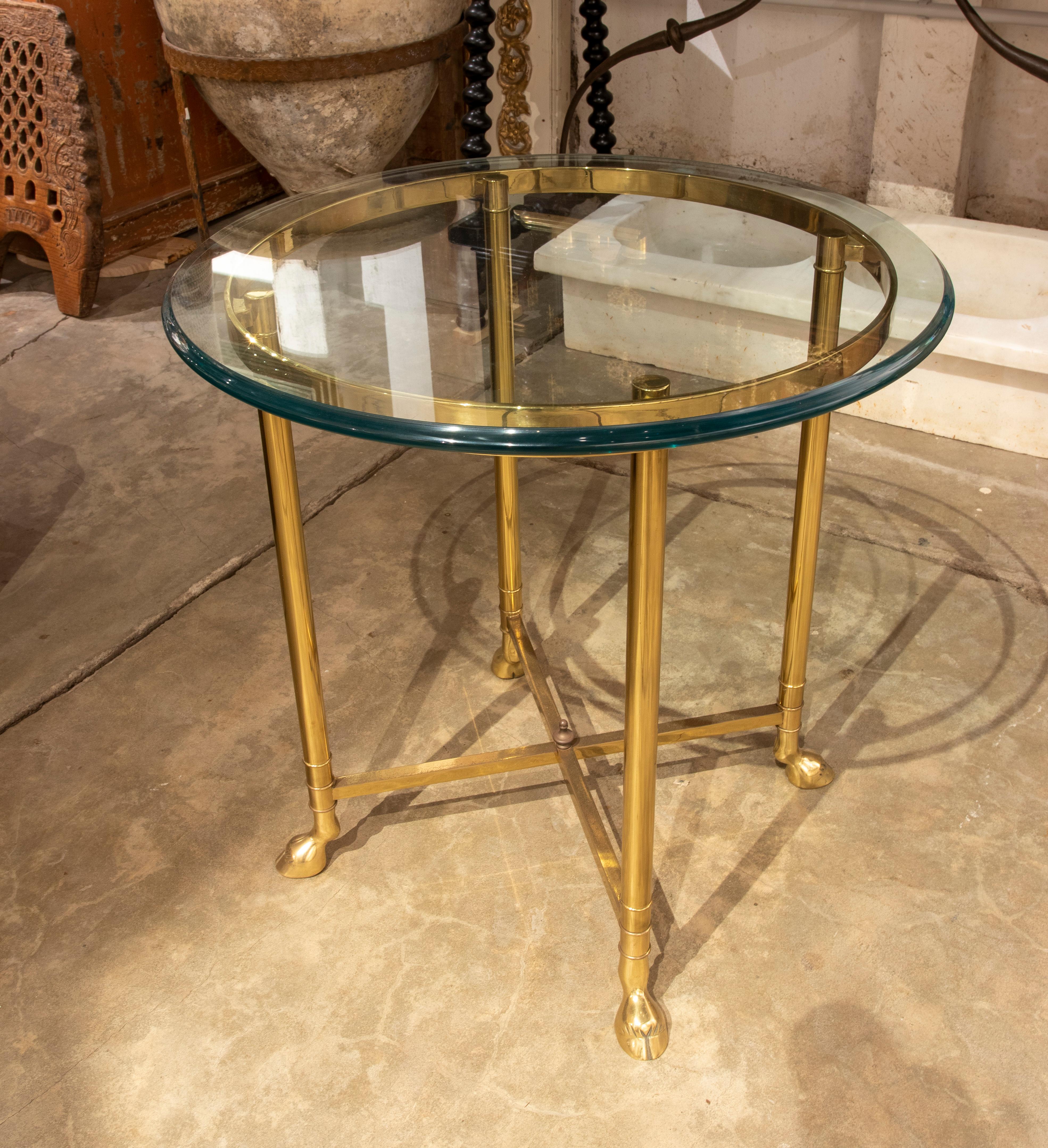 20th Century 1970s French Pair of Gilded Bronze and Glass Tables