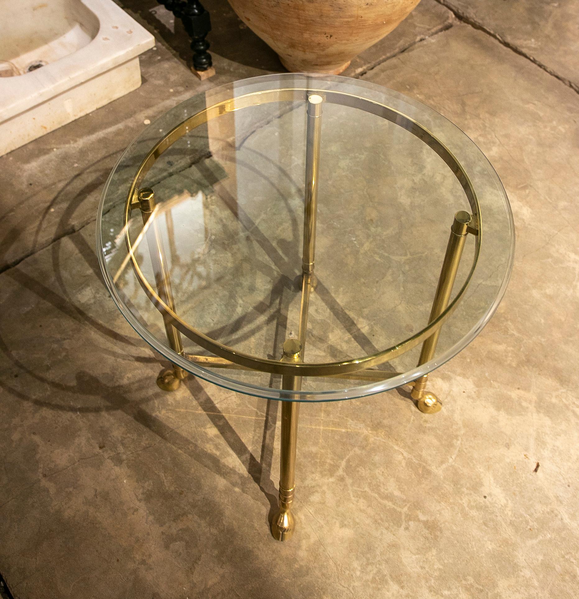 1970s French Pair of Gilded Bronze and Glass Tables 3