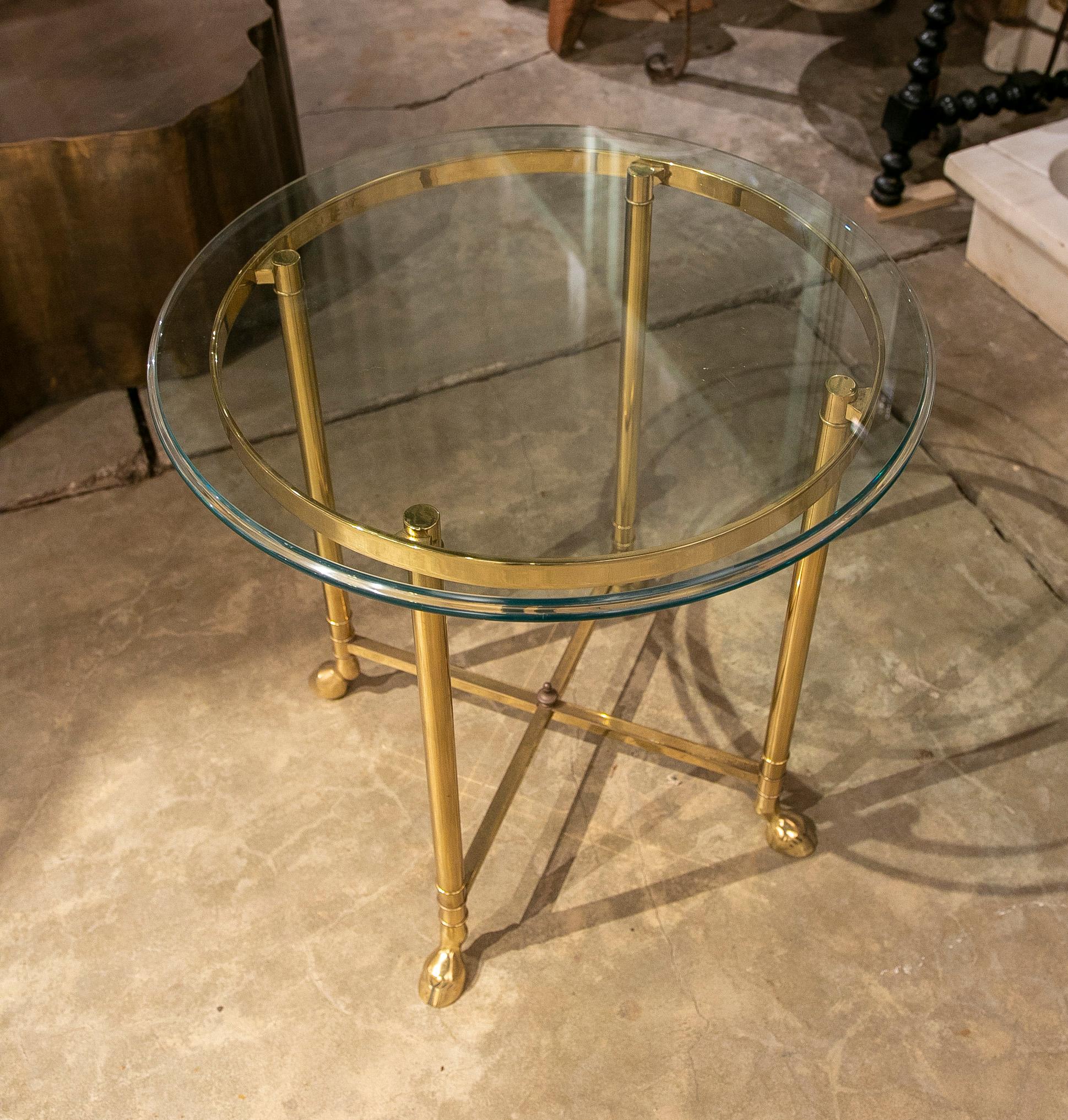 1970s French Pair of Gilded Bronze and Glass Tables 4