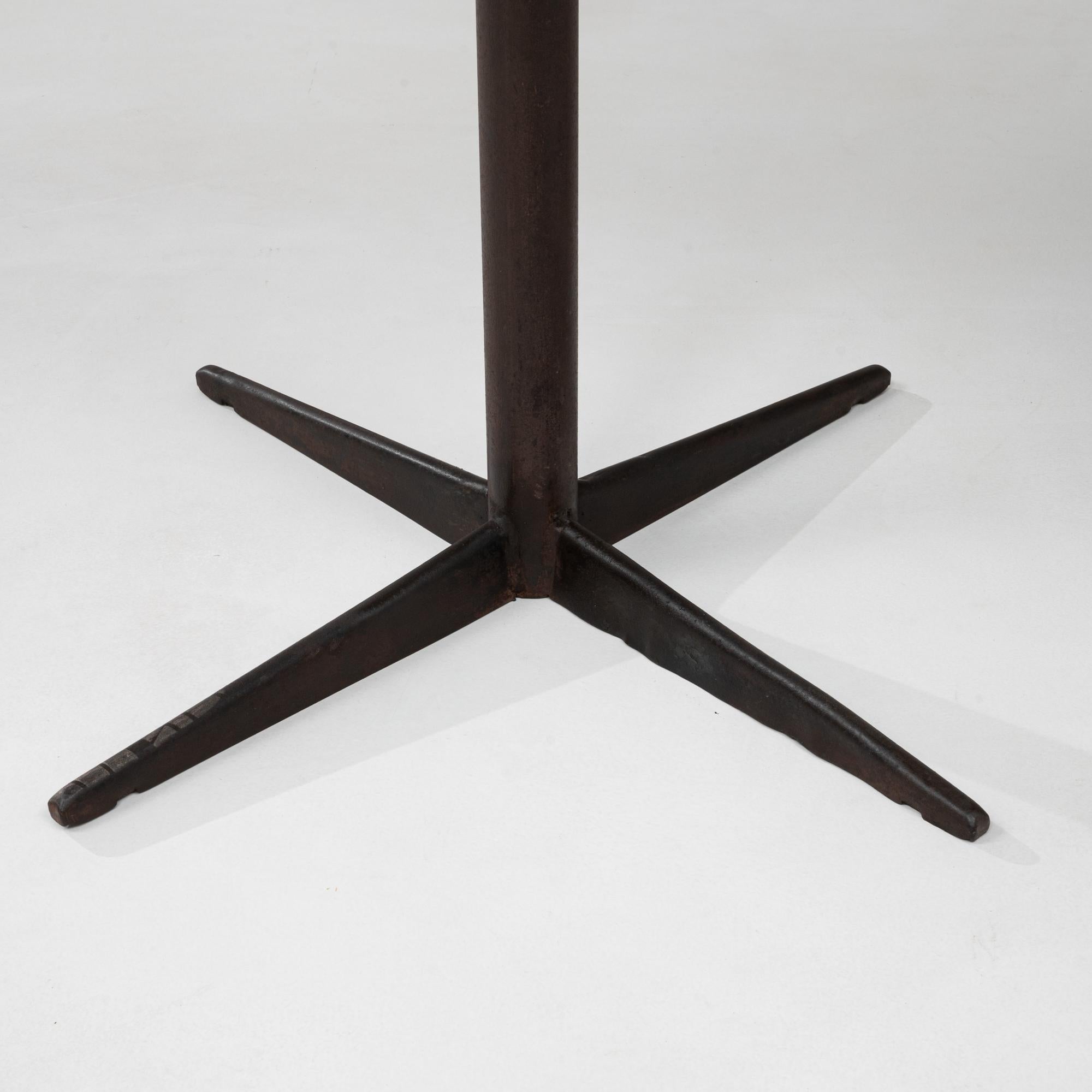1970s French Pair Of Iron Bistro Tables With Brass Tops For Sale 6