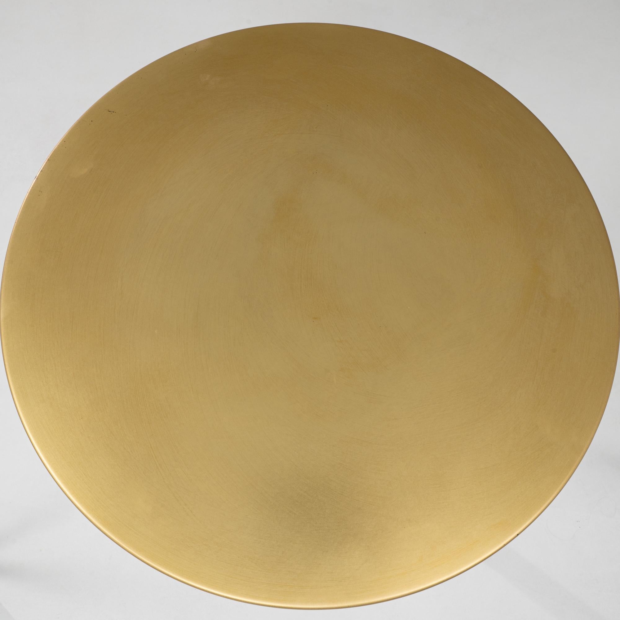 1970s French Pair Of Iron Bistro Tables With Brass Tops For Sale 7