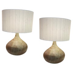 1970s French Pair Suzanne Deuleac & Jacques Barra Pottery Lamps
