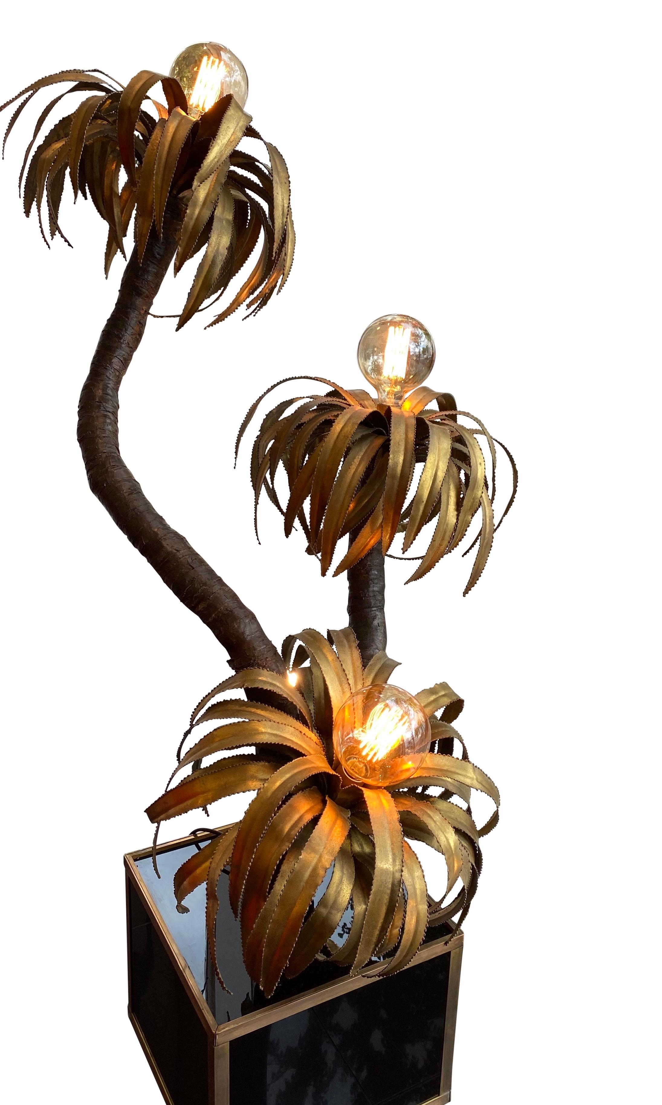 1970s French Palm Tree Lamp att. Maison Jansen In Good Condition In London, GB