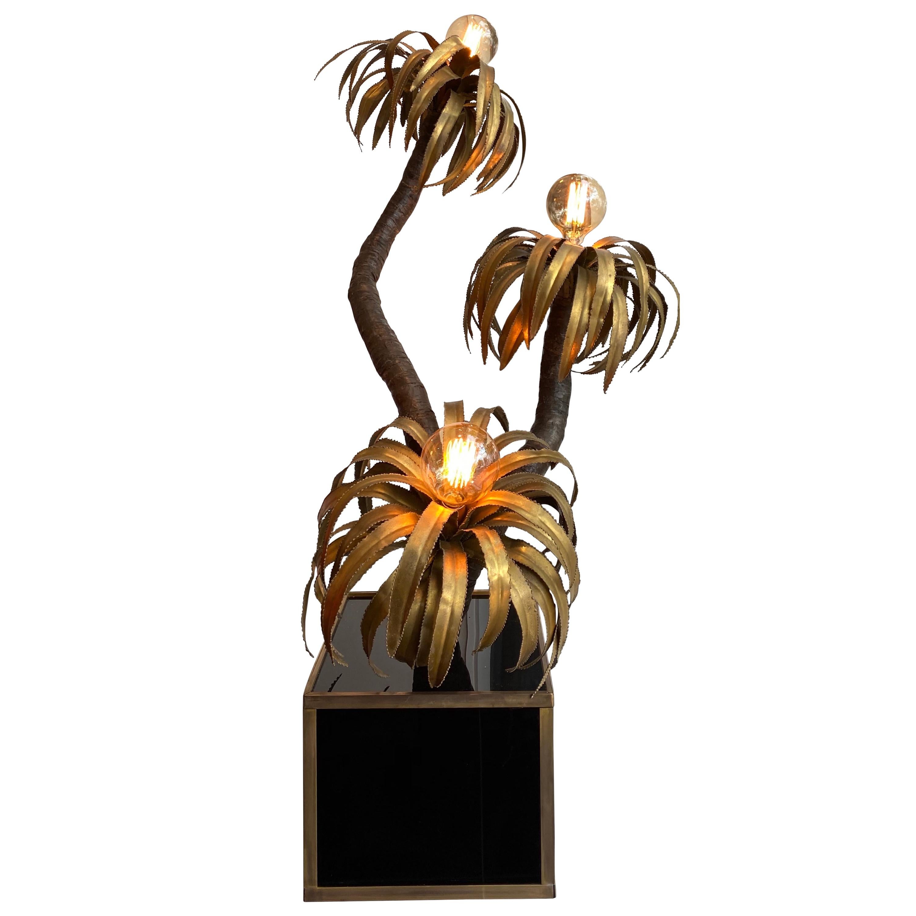 1970s French Palm Tree Lamp att. Maison Jansen