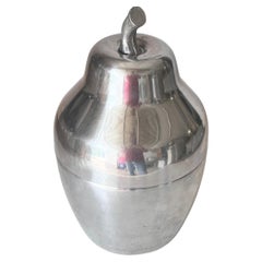 Cubitera francesa en forma de pera de los años 70, acabado plateado con efecto espejo
